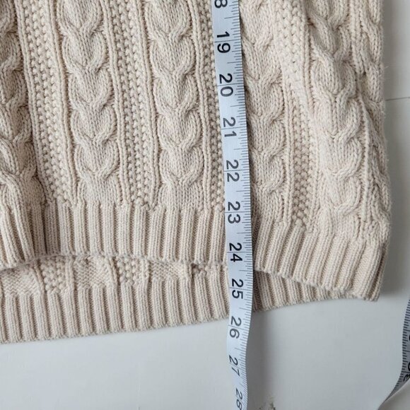 Beige Chunky Cable Knit Sweater Oversized Collar L - Picture 8 of 10